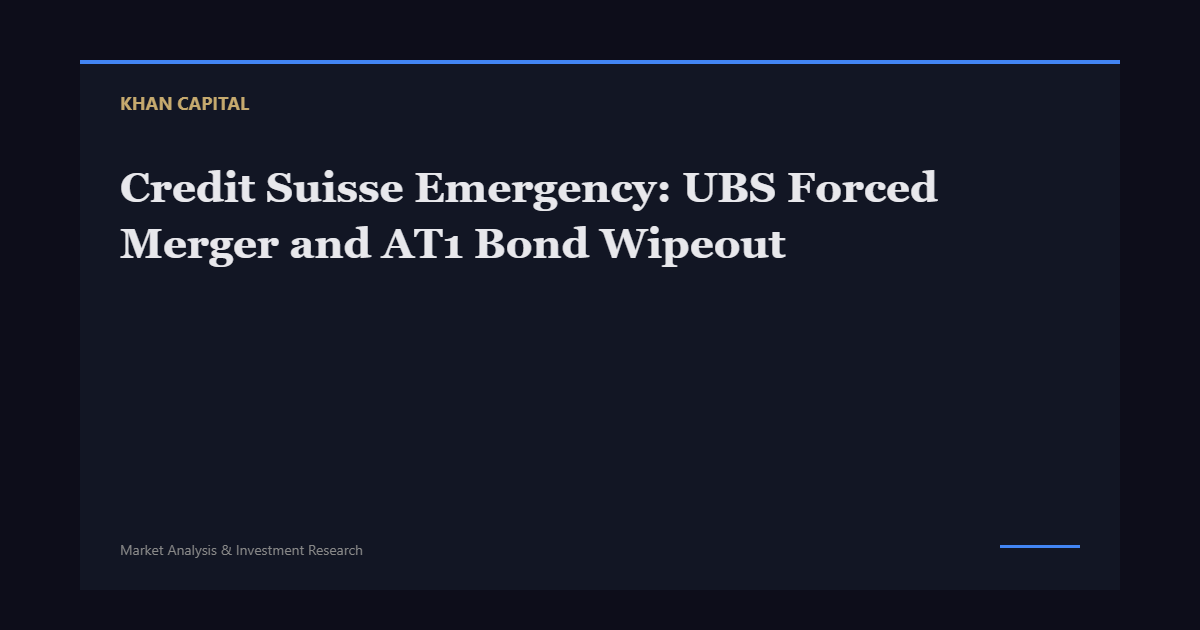 Credit Suisse Emergency: UBS Forced Merger and AT1 Bond Wipeout