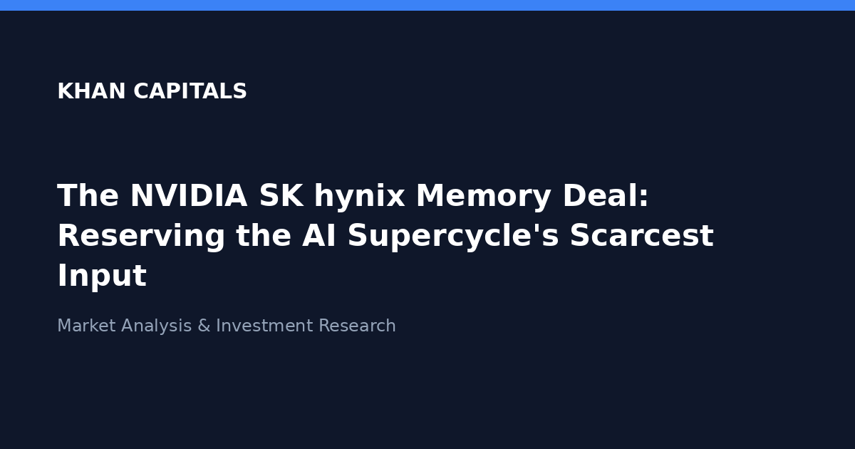 Khan Capitals: The NVIDIA SK hynix Memory Deal, Reserving the AI Supercycle’s Scarcest Input