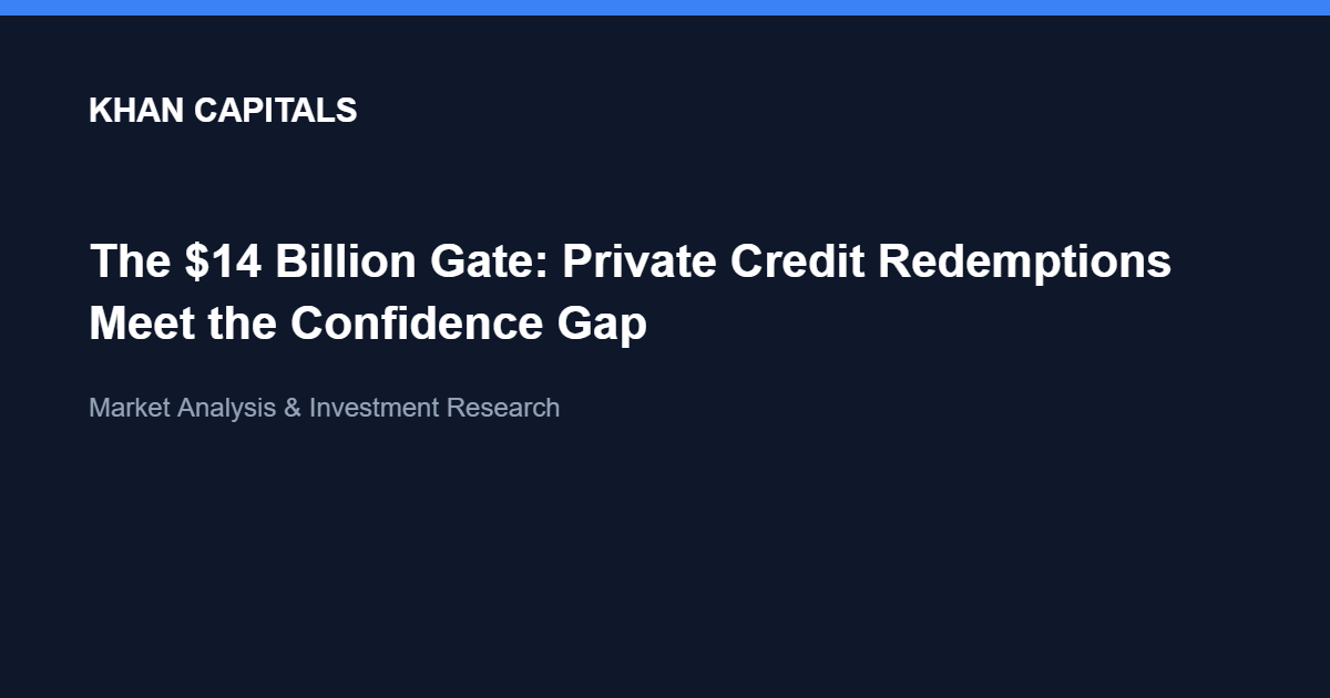 Khan Capitals branded cover: The $14 Billion Gate, private credit redemptions meet the confidence gap
